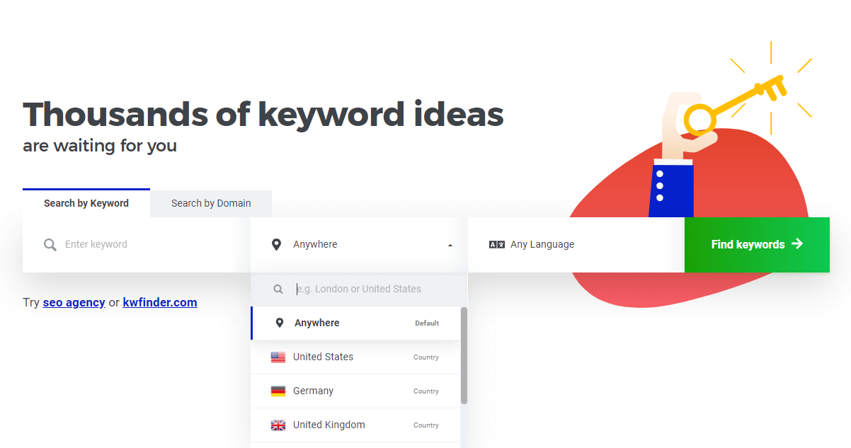 KWFinder for keyword research