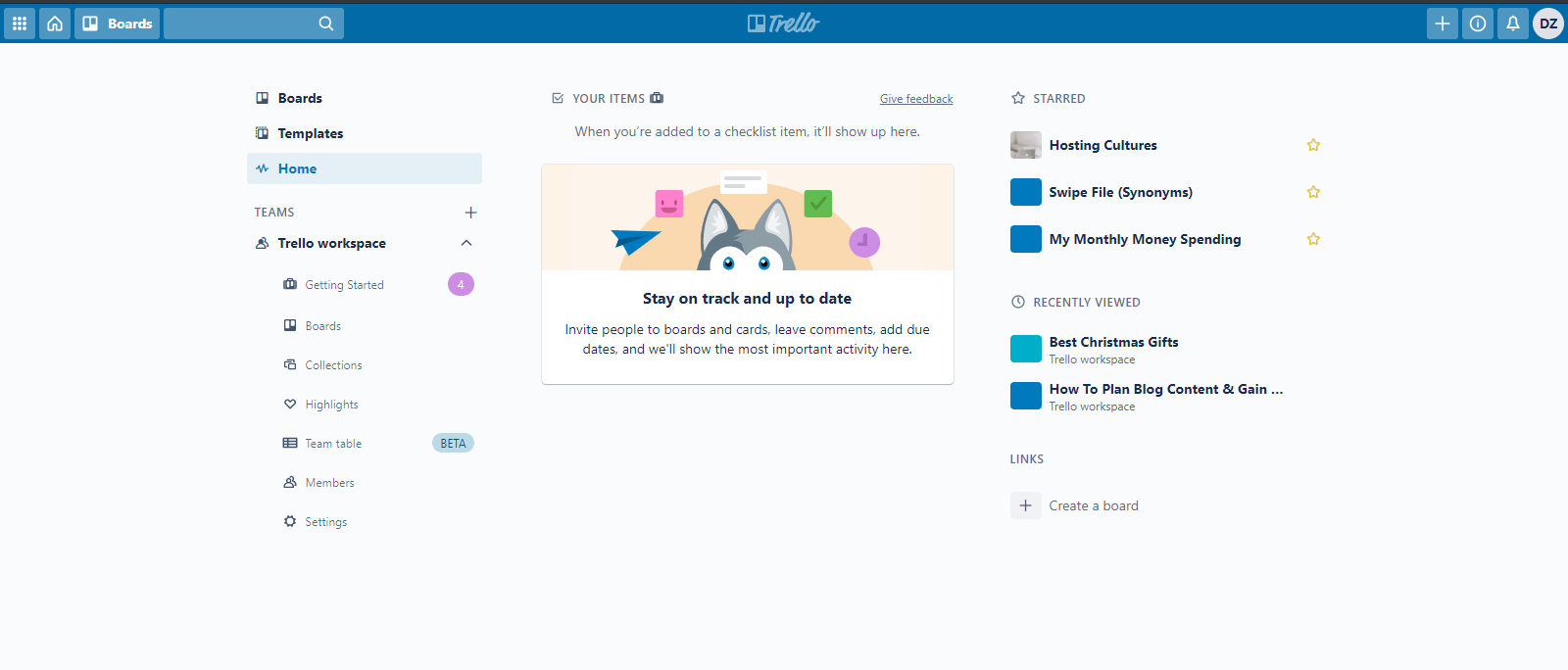 Trello Dashboard