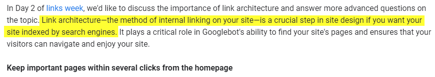 Importance of internal linking by Google