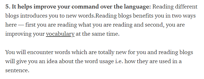 Reading helps in improving command over the language