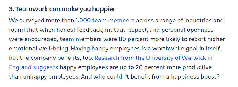 Teamwork can make you happier