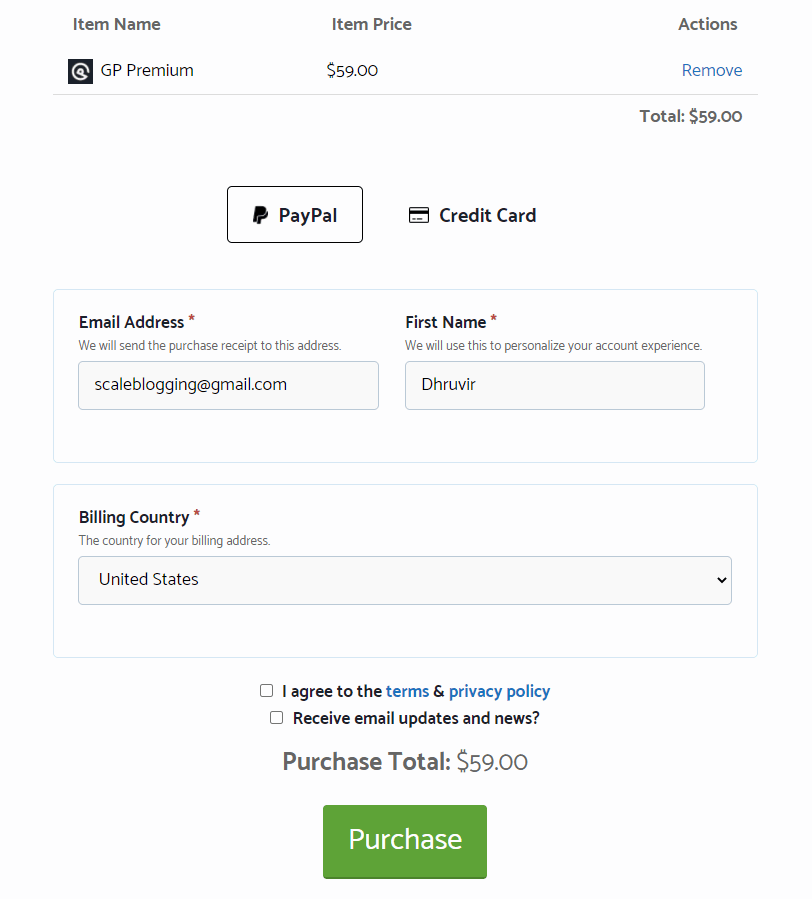 GeneratePress payment methods